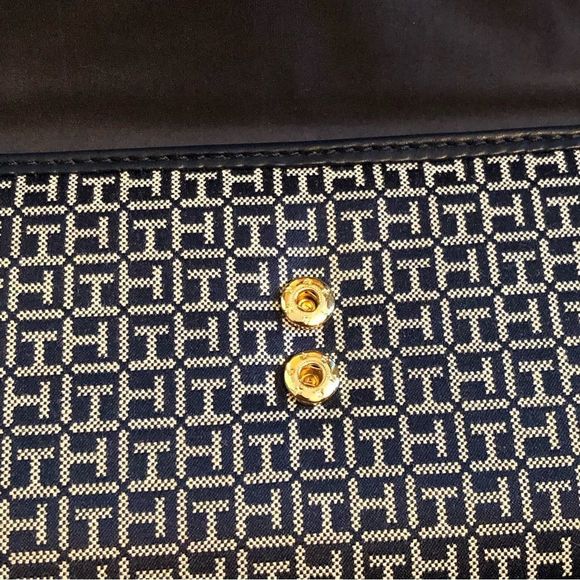 TOMMY HILFIGER Navy Blue Grey Trifold Wallet Credit Card Slots Extra Section - Picture 4 of 14